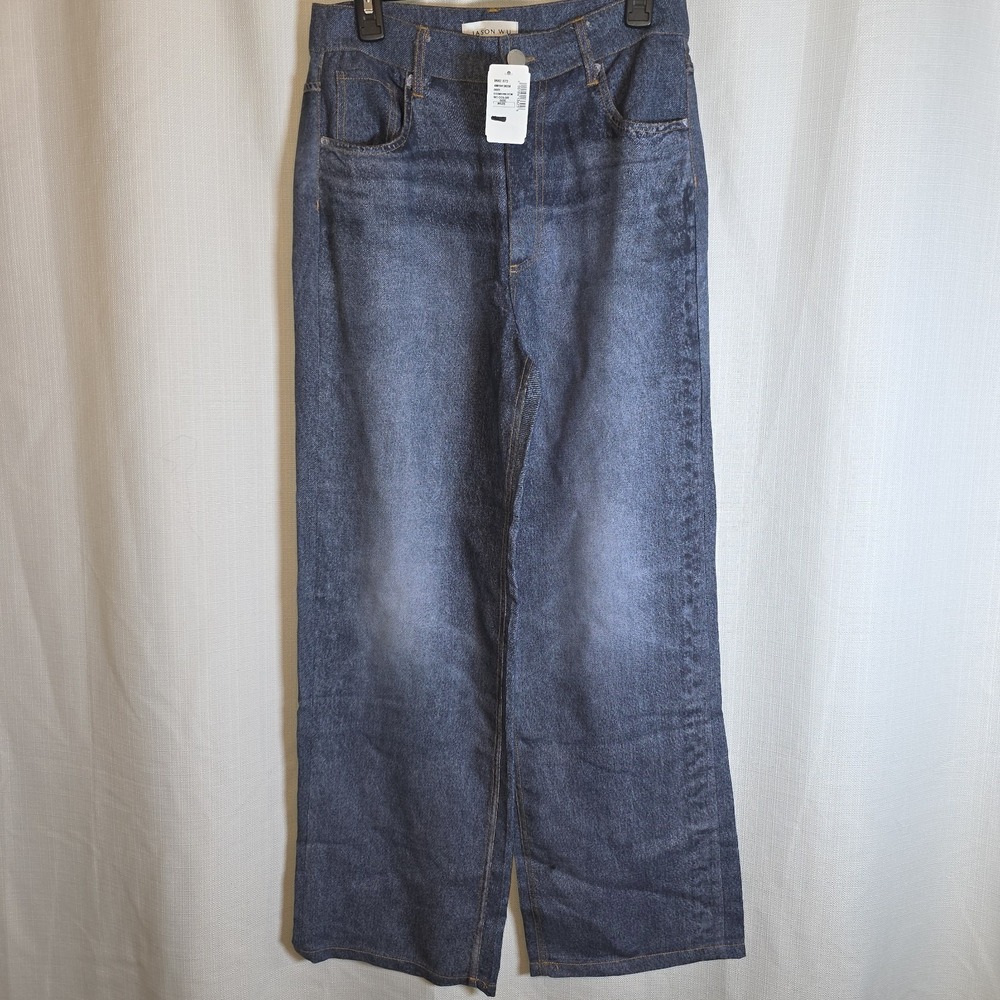 Jason Wu Faded Raw Denim Wide Leg Blue Lightweight Lyocell Jeans Size 6 NWT